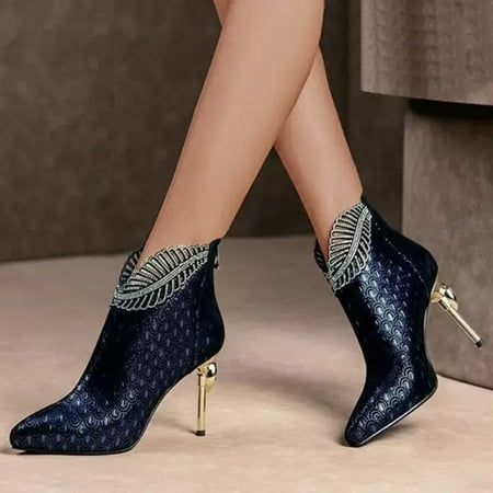 

MIASHUI Boots Thin Shoes Fashion Diamond Women s Short Breathable Heels High Leather Laceup Cuspidal Toe Women s Boots Women Sneakers Shoes Wedges Women Shoes Casual
