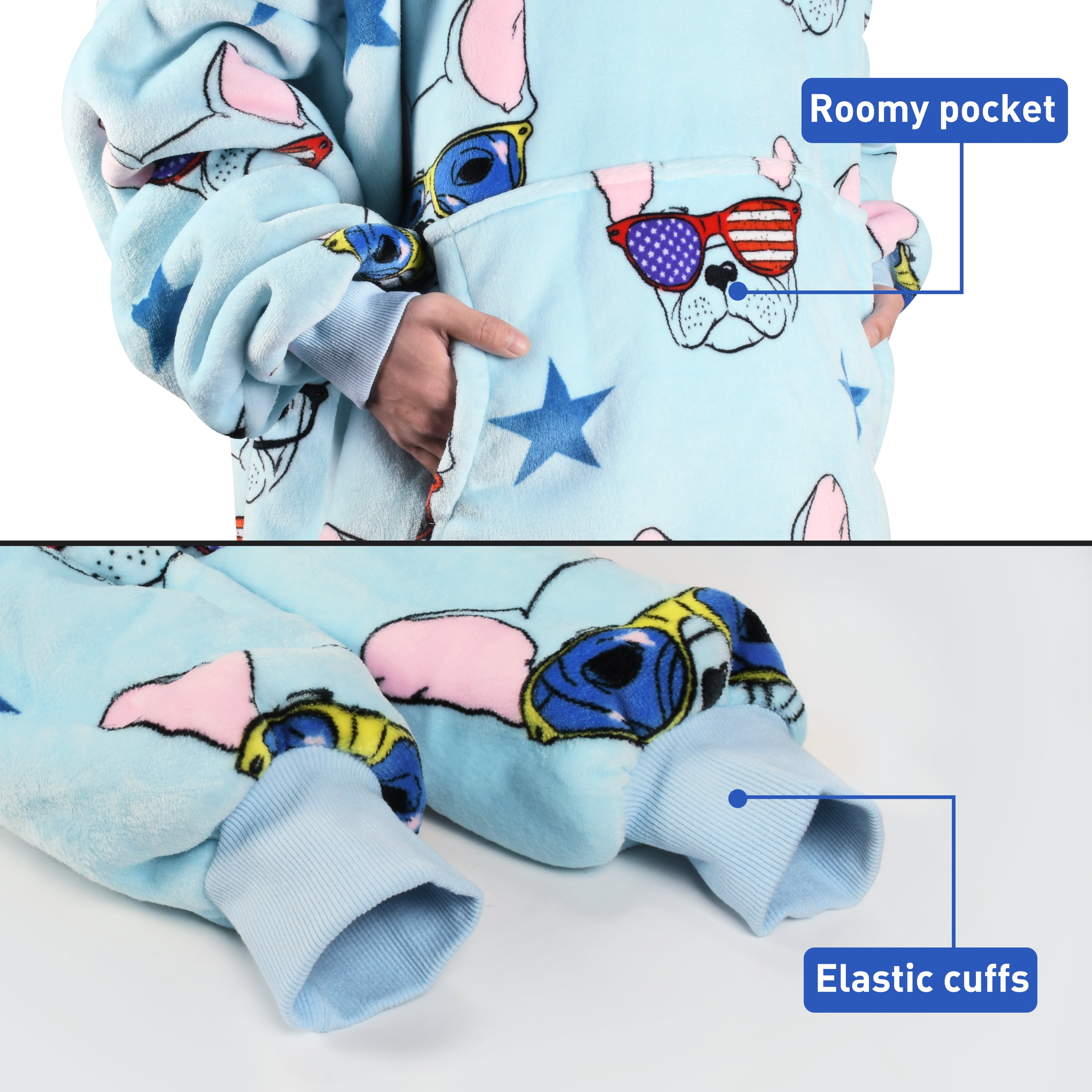 Catalonia Oversized Wearable Blanket Hoodie Sweatshirt, Comfortable Sherpa Lounging Pullover for Adults Men Women Teenagers Wife Girlfriend Gift