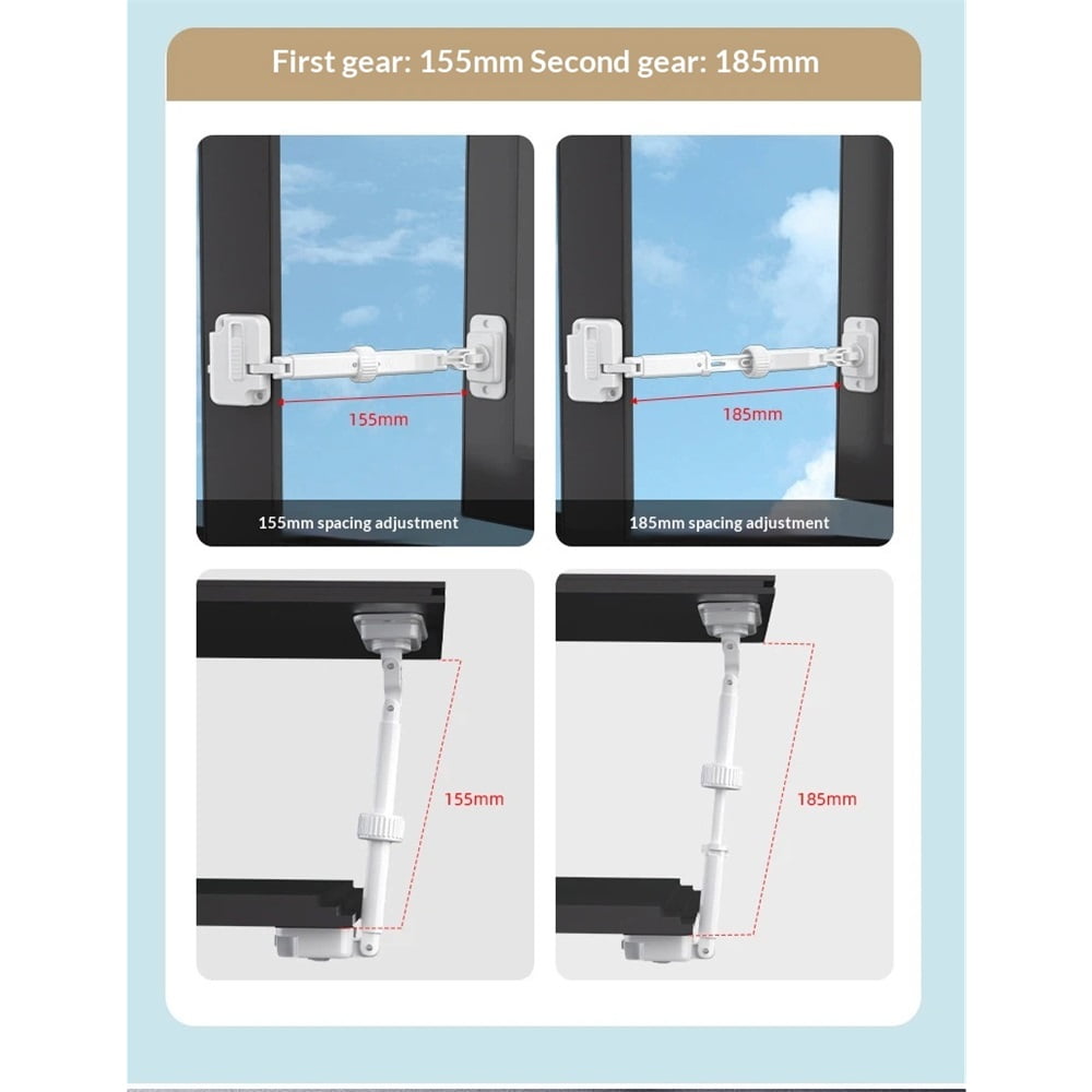 3 Pack Updated Baby Window Safety Lock, Childproof Window Restrictor, Adjustable Guard for Door, Washing Machine, Cat Door (White)