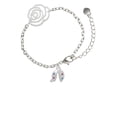 thumbnail image 2 of Delight Jewelry Multicolored Crystal Fortune Cookie Silver-tone Flower Link Chain Bracelet, 6.75"+2" Extender, 2 of 4