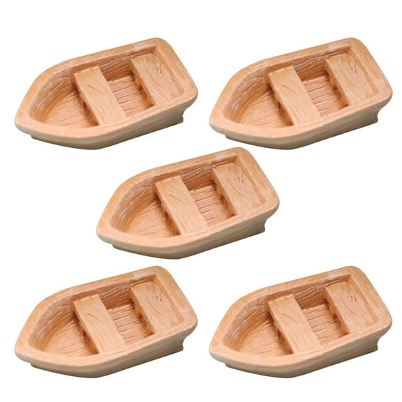 Miangastore 5 Mini Wooden Boats for Lifelike Landscapes