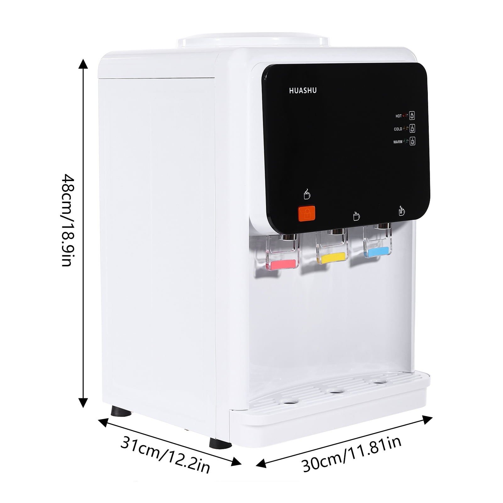 Wildnix Compact Water Dispenser Countertop, 3 Temperature Options (Hot, Warm, Cold), 500W Heating, 75W Cooling, Space-Saving Design, Easy Operation