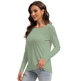 thumbnail image 2 of Women Long Sleeve Shirts Tops Fall Tunic Causal Fashion Round Neck Basic Tee, 2 of 6