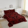 thumbnail image 3 of Erosebridal Hippie Damask Bedding Sets Queen with Comforter, Vintage Baroque Flower Duvet Insert, Black Red, Reversible 3pcs, 3 of 8