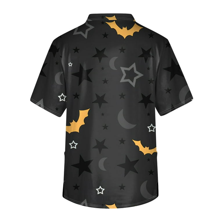 Huresd Halloween Scrub Tops For Men 2024 Plus Size Short Sleeve V Neck Hoilday Funny Workwear Uniform With 3 Pocket Black L Walmart
