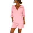 thumbnail image 3 of Bovxnpu Women 2 Piece Loungewear Set Beach Vacation Sweatsuit Tracksuit Set Sun Protection Loose Outdoor Sports Hiking Drawstring Hooded Outfit Set Summer Outfits, 3 of 7