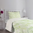 thumbnail image 5 of Ambesonne Mint Quilted Bedspread Set 2 Pcs, Swirls Floral Branches, Twin Size, Fern Green White, 5 of 6