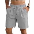 thumbnail image 3 of Men Casual Shorts, Solid Elastic Waist Loose Fit Pocket Beach Pants, Quick Dry Breathable Lightweight for Hiking Gym Daily Wear, Summer Vacation | AESTIVO,Dark Gray S, 3 of 9