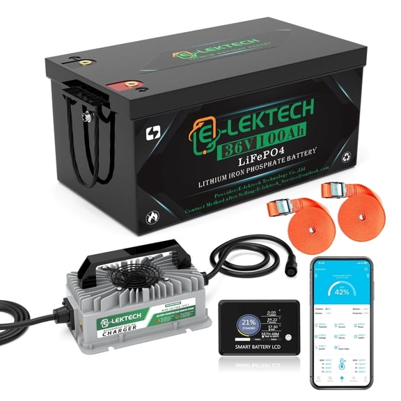 36V 100Ah Golf Cart LiFePO4 Lithium Battery, 8000  Deep Cycles, 200A BMS, 3840Wh Energy, Perfect for Off-Grid, RV, Solar Power System, Home Backup
