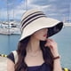 thumbnail image 5 of 56-58cm circunferencia de la cabeza ajustable mujer vacía sombrero para el sol verano ala grande anti-ultravioleta playa sombrero de pescador a rayas, 5 of 5