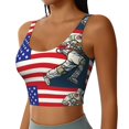 thumbnail image 2 of Pofeuu American Astronaut Runs Forward Print Sports Bra for Women Sexy Vest Yoga Running Gym Fitness Crop Bras Tops-, 2 of 8