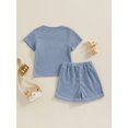 thumbnail image 3 of Toddler Baby Boy Summer Clothes Short Sleeve Little Dude Print T-Shirt Tops and Shorts Set Waffle Knit Outfit, 3 of 7