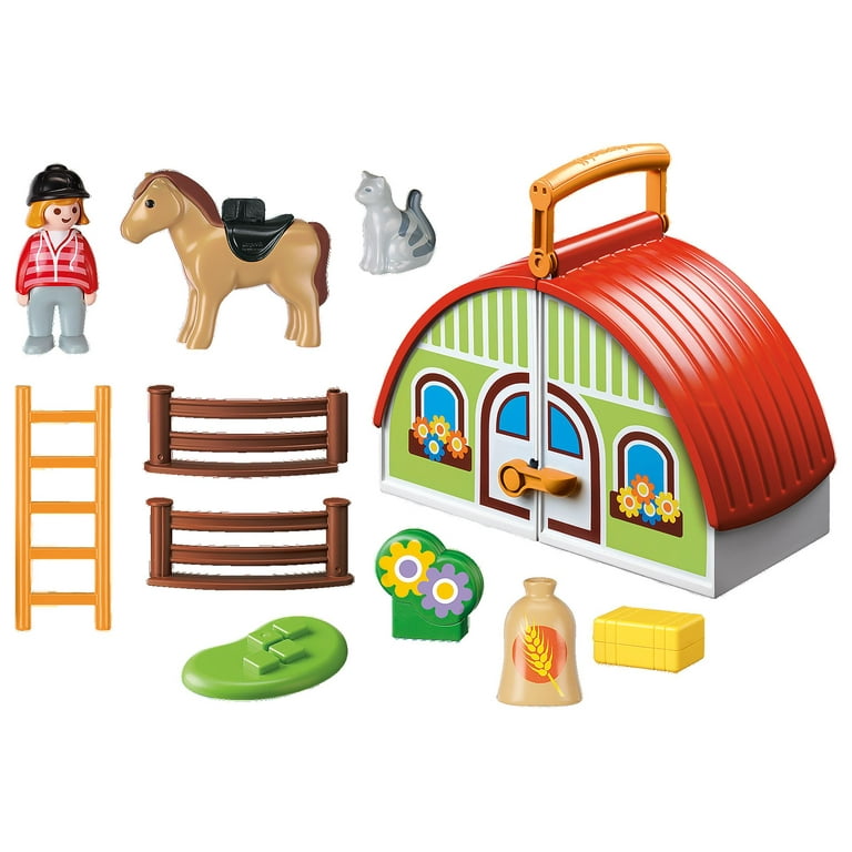 PLAYMOBIL 1.2.3 My Take Along Barn, Toddler Farm Set with