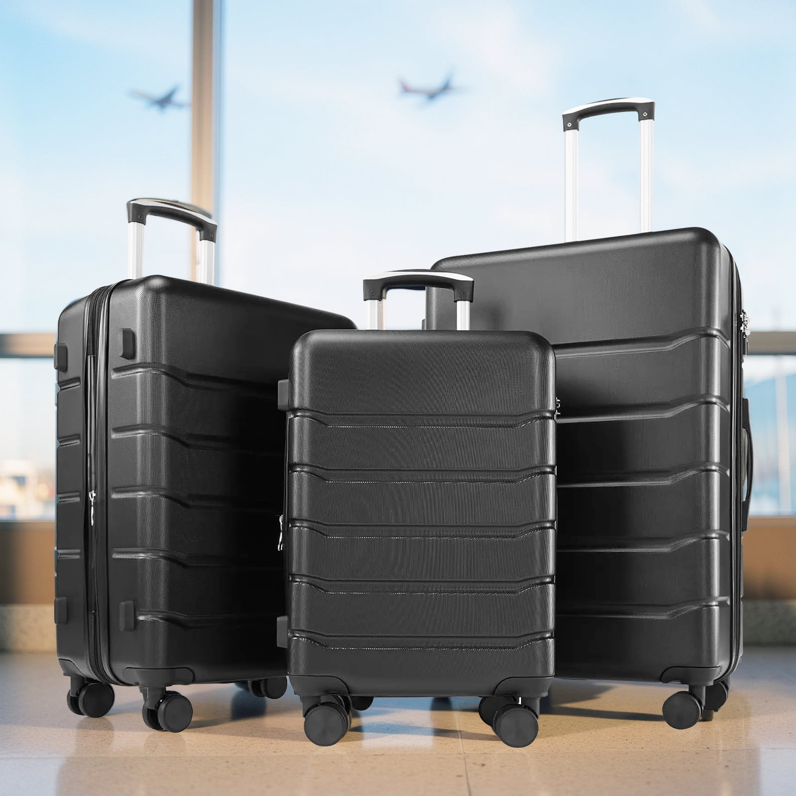 Simenmax 28 Inch Luggage, Hard Shell Rolling Suitcase with TSA Lock, Lightweight Luggage with Spinner Wheels, Black