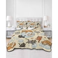 thumbnail image 2 of Twin Quilt Bedding Set, Rustic Cat Reversible Summer Quilt 3 Pieces, Funny Cute Fish Leaves Bubble Lightweight Bedspreads Coverlets with 2 Pillow Shams for All Seasons, 2 of 5