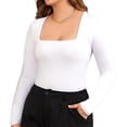 thumbnail image 2 of Body de Mujer con Cuello Cuadrado, Corta y Larga, Estilo Camisa, Top Ajustado S, 2 of 8