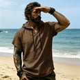thumbnail image 4 of SHTXOZHI Mens Beach Outerwear Vests Short Sleeve V-Neck Hooded Tops Casual Vacation Comfortable Summer Jackets, 4 of 9
