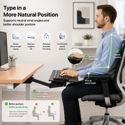 Uncaged Ergonomics KT2 Adjustable Under-Desk Keyboard Tray with Mouse Pad for Standing Desks, Black