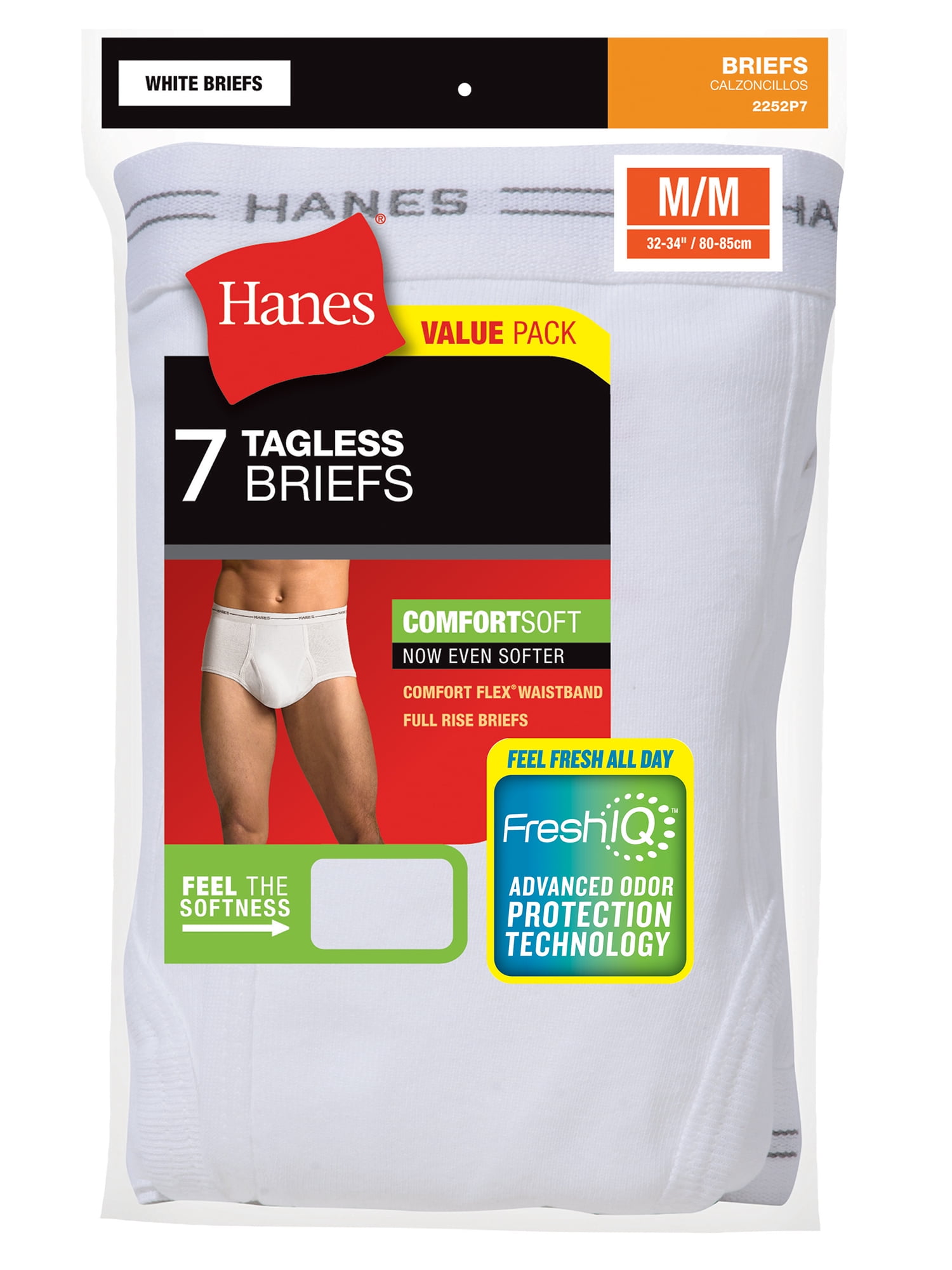 Small 7-PACK Hanes Men/'s White Tagless Briefs in Sz