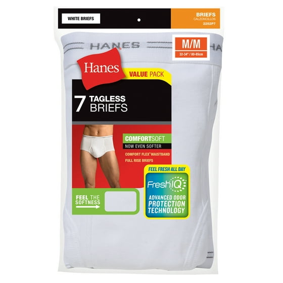 Hanes Men's FreshIQ Comfort Flex Waistband White Briefs 7Pack