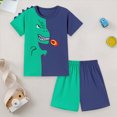 thumbnail image 2 of Xudanell Infant Boy Clothes Kids Cotton Short Sleeve Color Block Shirt Shorts Boys Clothing Sets Blue 3-4 Years, 2 of 9