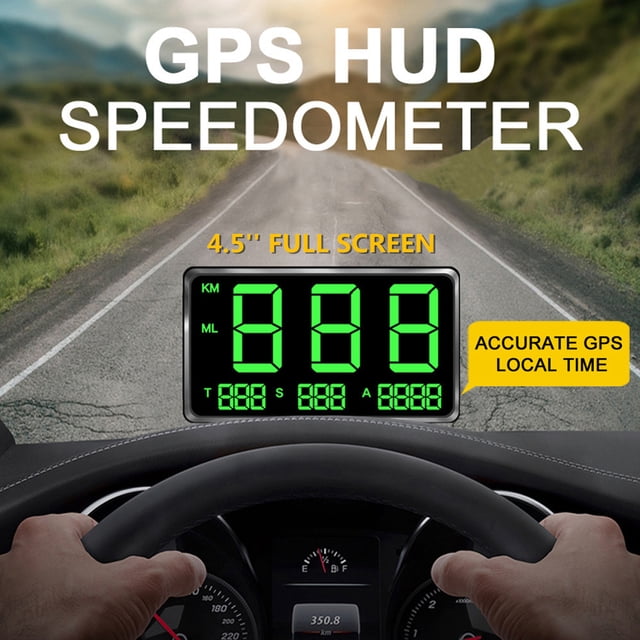 Multifunction Car Headup Display GPS Digital Speedometer with 4.5 Inch LED Digital Display Support MPH KM/H Overspeed Alarm Fatigue Driving Reminder Speed/Mileage/Altitude/Time