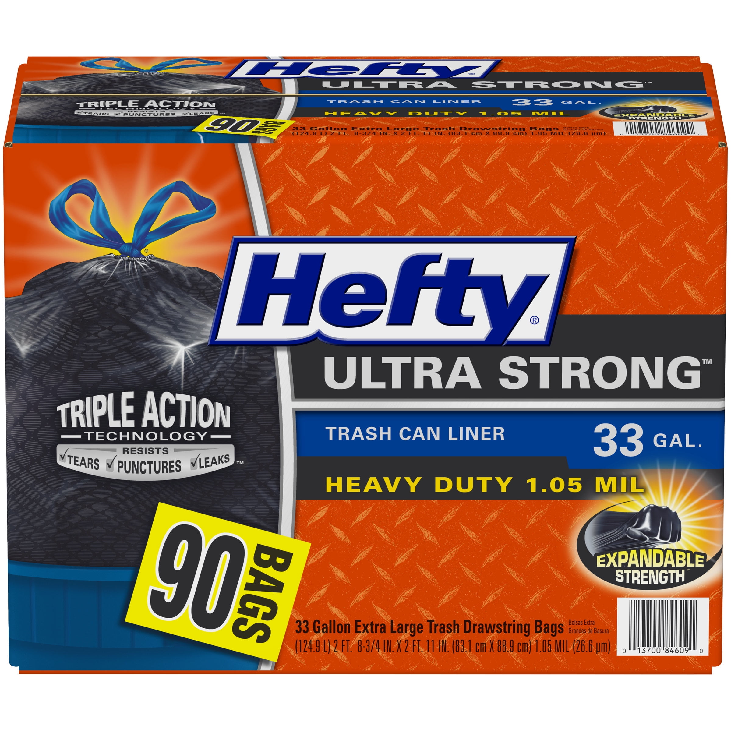 90 ct. Hefty Ultra Strong 33 Gallon Trash Bags Great for Restaurants STK #5000 