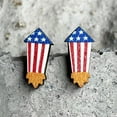 thumbnail image 5 of Wood Cut Star Heart Sunflower Red Blue Star Stripes Round Independence Earrings, 5 of 9