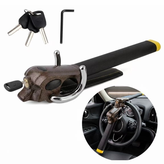 Renyuanyuan Car Steering Lock, Universal Anti-Theft Heavy Duty Security, with 3 Keys