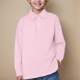thumbnail image 2 of HUCOAE Boys Christmas Dress Shirt Boy Dress Shirt Boys' School Uniform Long Sleeve Polo Shirt, Button Closure, Comfortable Fabric B22 shirt Light Pink 16-17 Years, 2 of 5