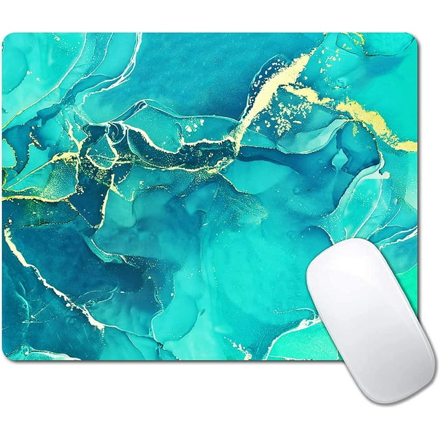 SUNENAT Mouse Pad, Colorful Gold Marble Mouse Pad, Custom Aqua