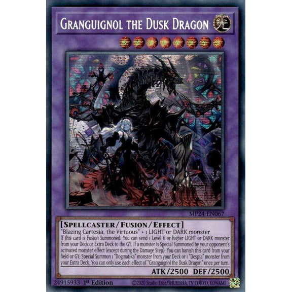 YuGiOh 25th Anniversary Tin: Dueling Mirrors Prismatic Secret Rare Granguignol the Dusk Dragon MP24-EN067