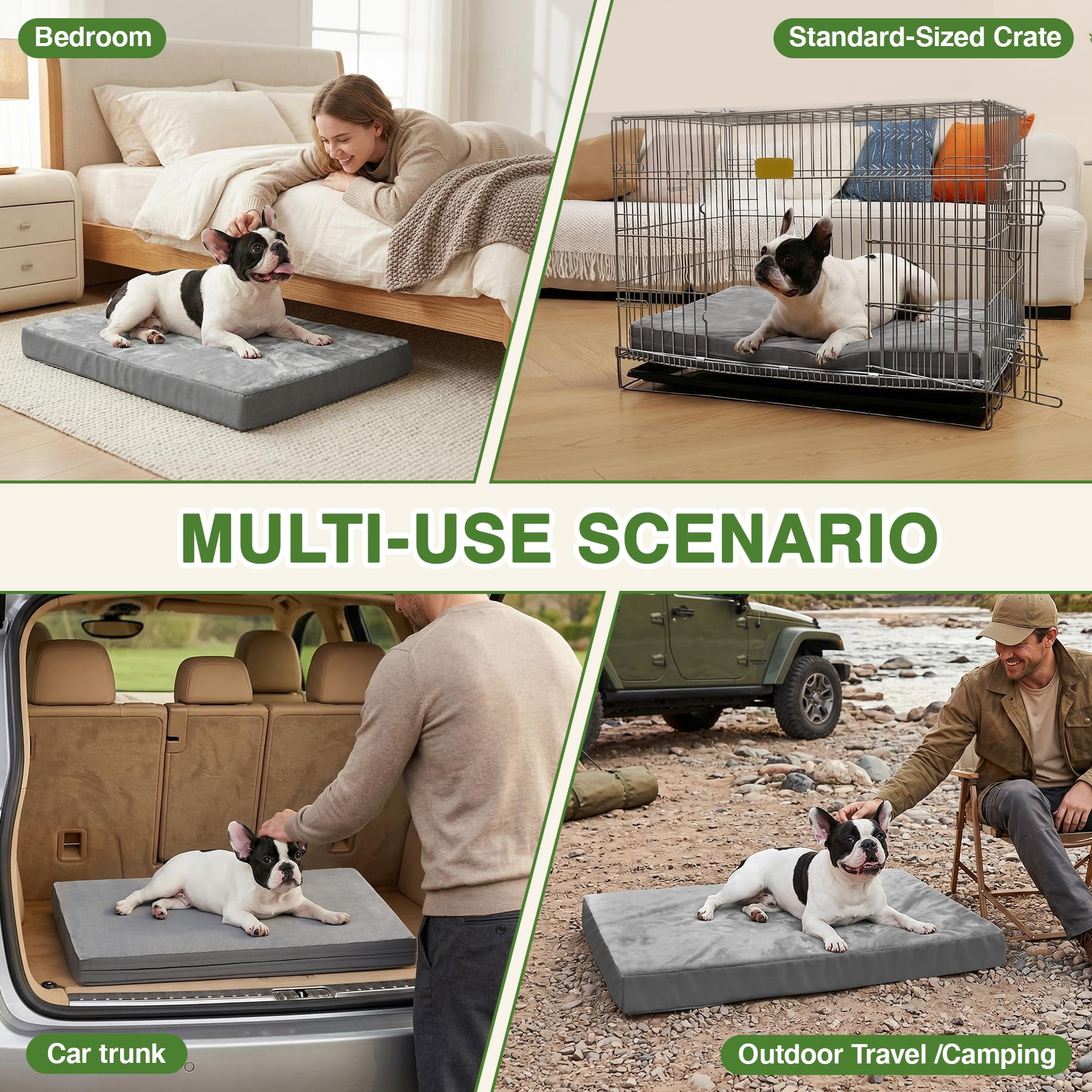 Waterproof Dog Bed Medium Size  Outdoor Washable Crate Pad 30 Inch Foam Pet With Removable Cover Reversible Anti-slip Kennel 29"x18" Gray