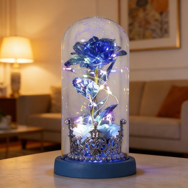 Weloille Lampe de Table Décorative en Forme de Rose, Lumière Chaude à Intensité Réglable, Lampe de Bureau Romantique Alimentée par USB, Veilleuse LED Protectrice pour les Yeux pour Chambre et Salon, Décoration de Mariage et de la Saint-Valentin