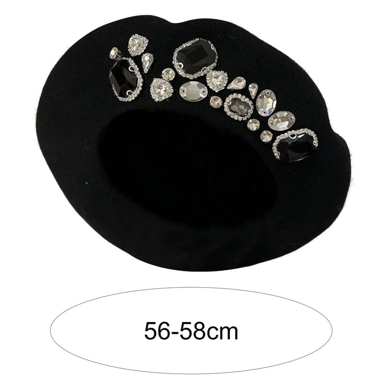 Yirtree Rhinestone Beret Hats for Women Wool French Hat Lady  display picture 3