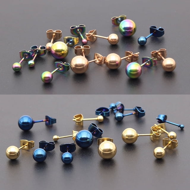 Sencillez, individualidad, moda, bola redonda pequeña de acero de titanio, aguja fina, antialérgico, orificio para la oreja, clavo para la oreja, joyería para clavos en el hueso de la oreja