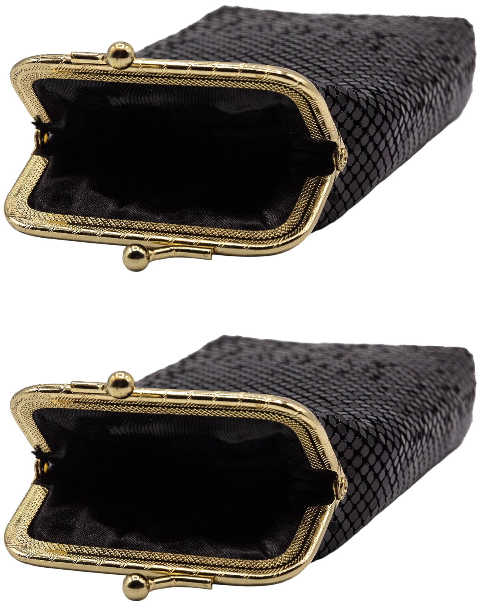 Set of 2 Vintage Soft Metallic Mesh Long Cigarette Case Purses (4mm, Black)