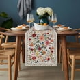 thumbnail image 2 of Watercolor Flowers Table Runner - 108 Inch Long, Kitchen Dining Table Runner Dresser Scarves, Rustic Spring Floral Botanical Beige Farmhouse Decor for Coffee Tables Wedding Party Banquet, 2 of 8