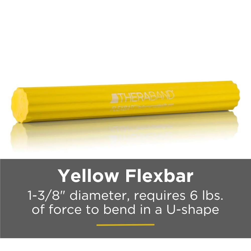 THERABAND FlexBar Yellow Extra Light Thickness 6 LBS Resistance Wrist and Tennis Elbow Relief