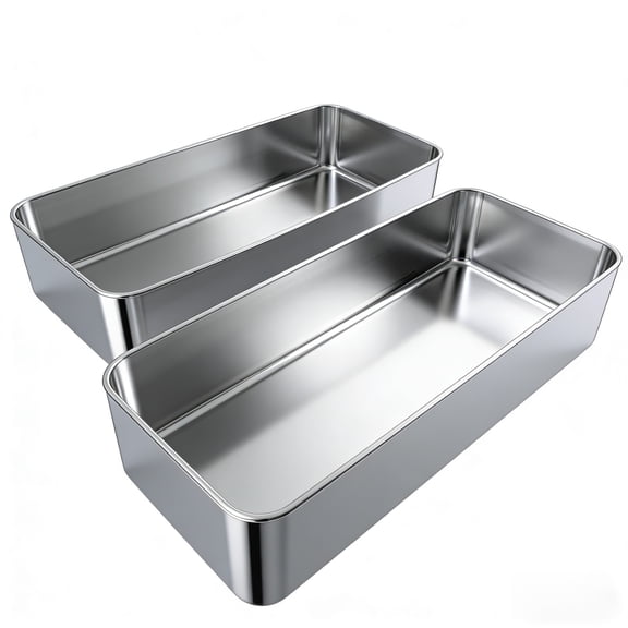 2-Pack 13x5 Inch 304 Stainless Steel Rectangular Bread Pans - Extra-Large Loaf & Tiramisu Molds, Oven & Dishwasher Safe for Baking Bread, Cakes, Toast (Commercial & Home Use)