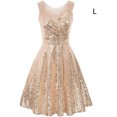 thumbnail image 3 of Minnieouse Vestido corto plisado, vestido veraniego de cintura alta, playa, vacaciones, escuela, graduación, fiesta, noche, verano, ropa femenina, Vestidos Oro L Minnieouse AP010963-13, 3 of 5