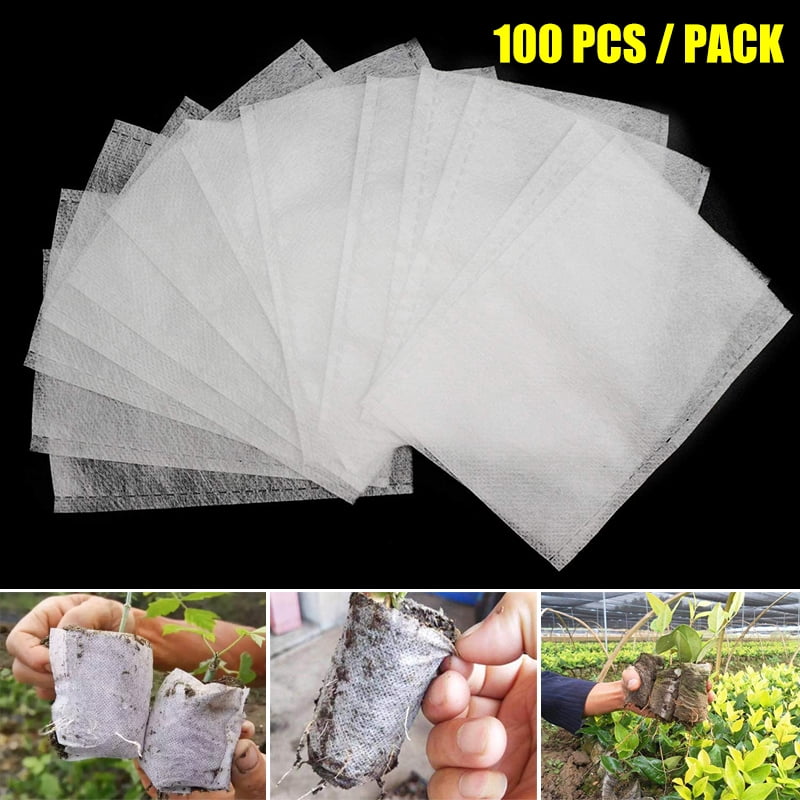 100PCS/Pack Non-Woven Grow Pot Breathable Plant Nursery Bags Seedling Pots Set 