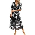 thumbnail image 4 of Diconna Robe Longue d'Été pour Femmes Manches Courtes Col en V Motif/imprimé Floral Robe de Plage, 4 of 6