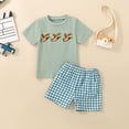 thumbnail image 2 of Toddler Clothes for Boys Kids Baby Outfits Sets Unisex Spring Summer Embroidery Print Short-sleeved Casual 6M 12M 18M 24M 3T 4T Tees and Shorts T-shirt Tops 2PCS Set, 2 of 9
