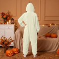 thumbnail image 4 of Unisex Adult Onesie Pajamas BWASD Casual One Piece Snug Fit Thick Warm Plush Pajamas Soft Solid Color Long Sleeve Hooded Loungewear Soft for Fall Winter Sleepwear Beige,L, 4 of 7