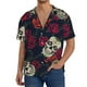 thumbnail image 1 of Fotbe Roses Skulls Camisa Estampada de Manga Corta para Hombre, Casual de Verano, Estilo Playero, Sin Arrugas-3X-Large, 1 of 5