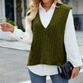 thumbnail image 6 of QTBIUQ Sweater Sweater Vest Womens Fashion Casual Style Slim V-Neck Sleeveless Waistcoat Knit Sweater Sweater Top Army Green, 6 of 6