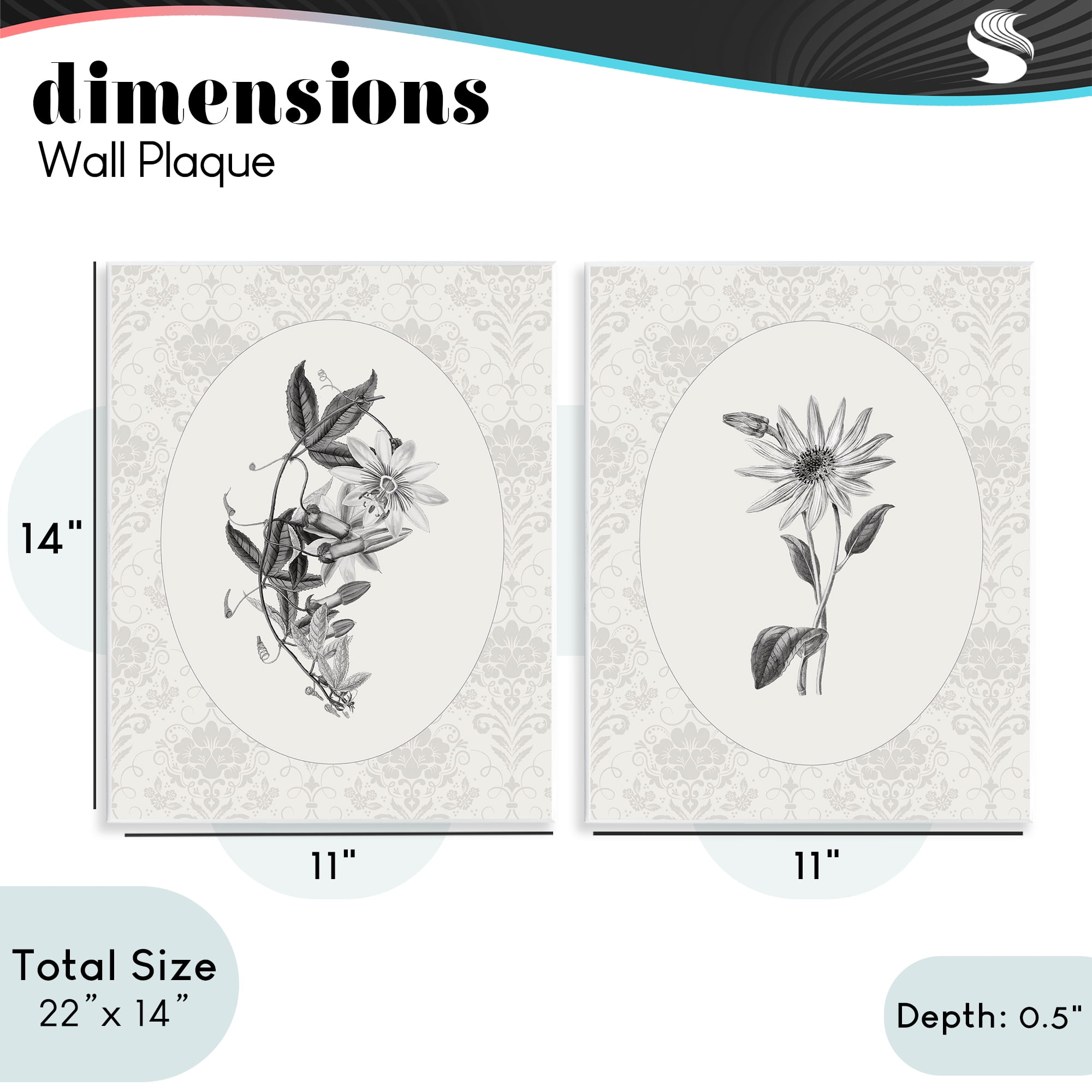 Stupell Industries Vintage Flowers & Lace 2 Piece Wall Plaque Art Set, design by CAD Designs