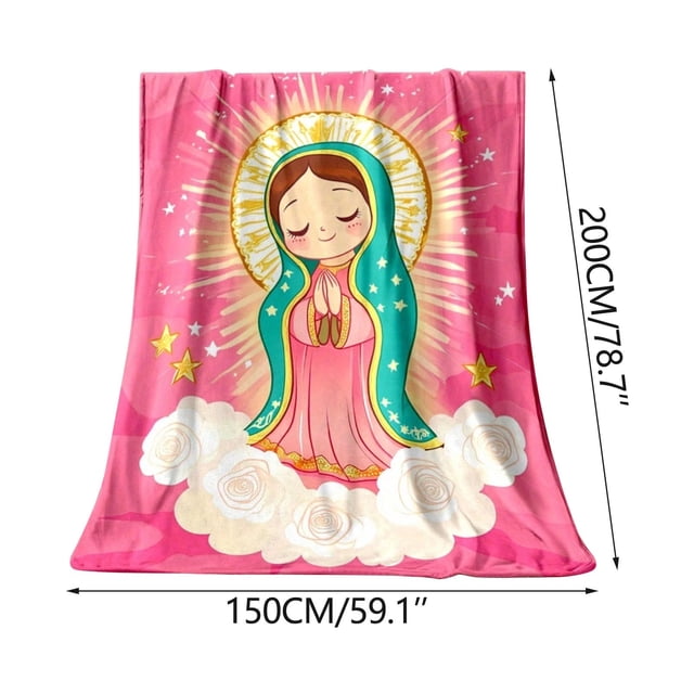 Manta de Lanzamiento Suave, María Nuestra Señora Guadalupe Cubierta Portátil de Flanela para Sofá Y Cama, Lanzamientos Y Mantas para Sofá