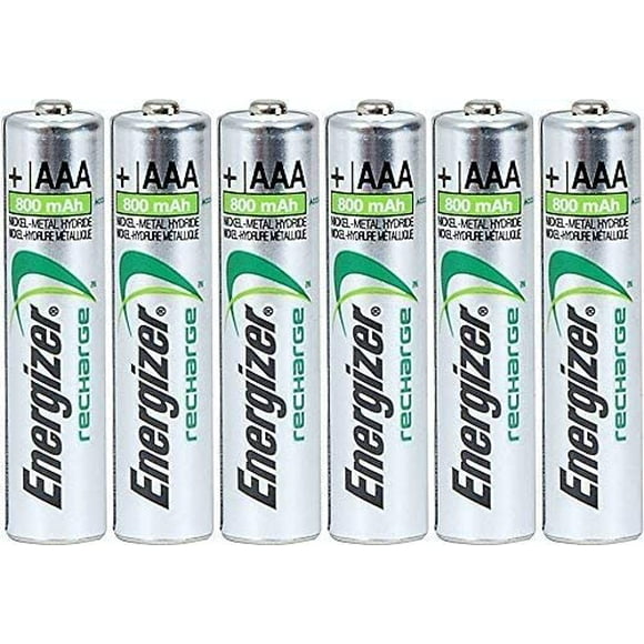 Energizer AAA Rechargeable NiMH Battery 800 mAh 1.2V x six (6) Batteries